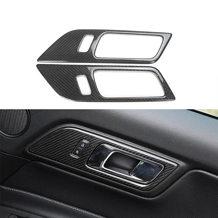 Carbon Fiber Interior Kits Dashboard Meter Bar Cover Center Console Trims Door Panel Trims for Mustang 2015+ view 3