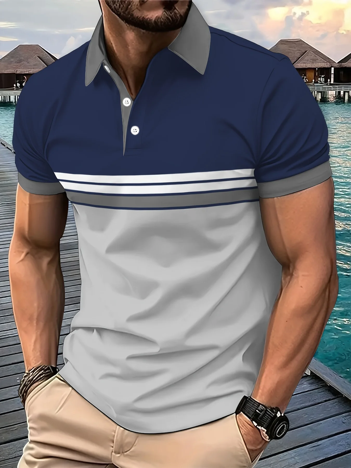 

The new men's POLO shirt for summer 2025 is breathable lightweight casual and fashionable with 3D printing