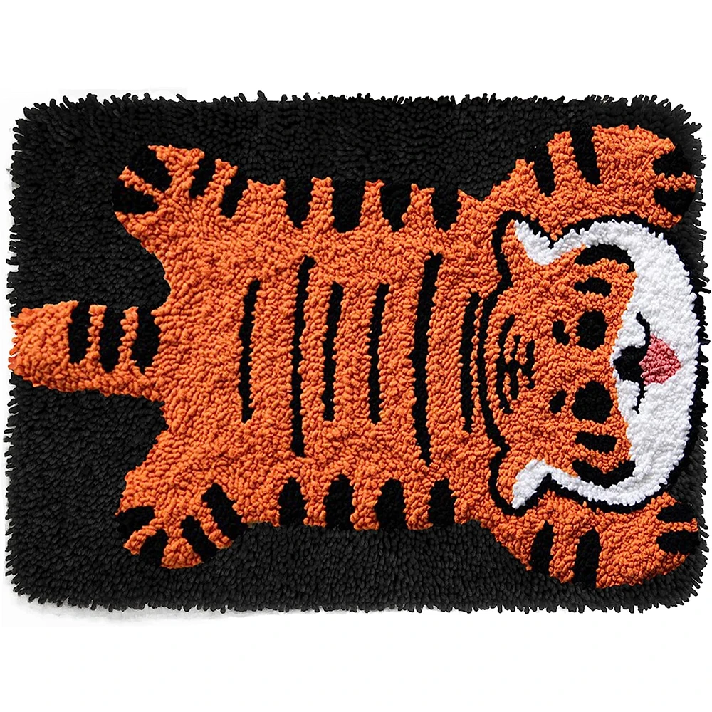 

Latch Hook Kits for Adults Color Printed Tiger Rug Latch Hook Kits for Kids DIY Needle Craft Shaggy Rug for Home Decoration