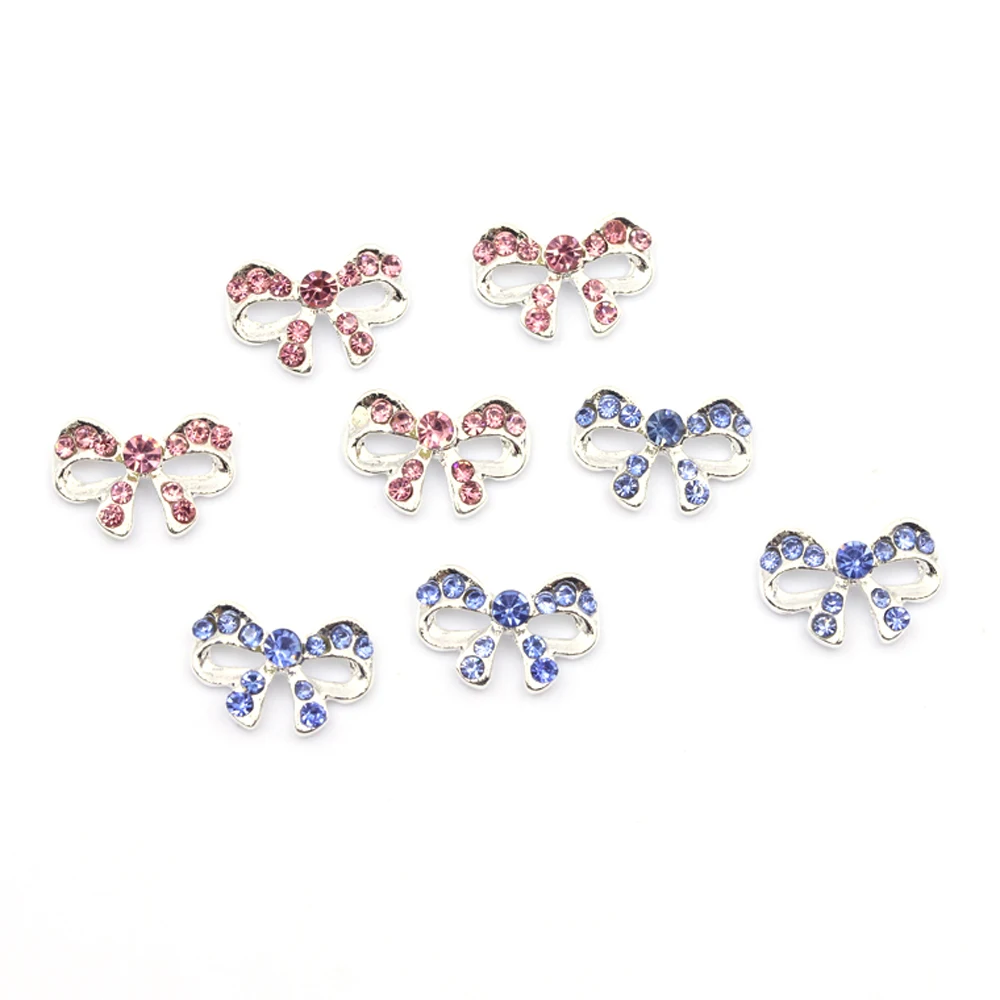 10pcs เพชรริบบิ้นเล็บ Charm 3D หรูหราคริสตัล Hollow ริบบิ้นตกแต่งเล็บ DIY ญี่ปุ่นออกแบบเล็บอะไหล่