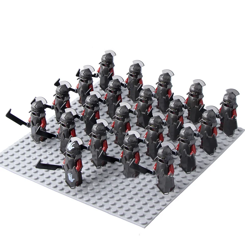 21pcs Game Thrones Mini Elf Strong Orcs Army Gandalf Dwarf Rohan Knight Rome Solider Figure Building Block Set Toys for Kids