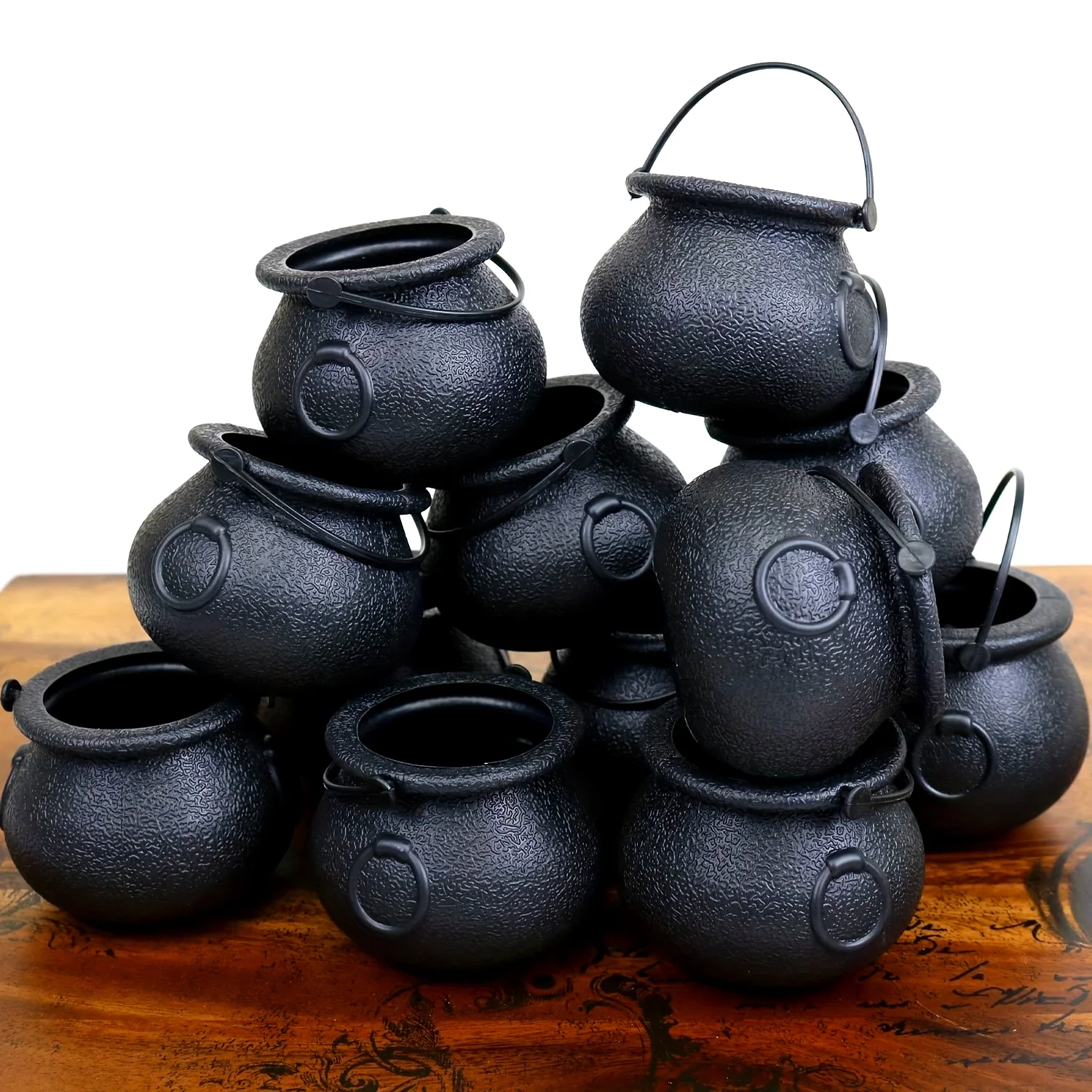 10pcs Mini Cauldron Kettles, Novelty Kettles Halloween Black Cauldrons Holder Witches Cauldron Pot (Non-Food Contact)