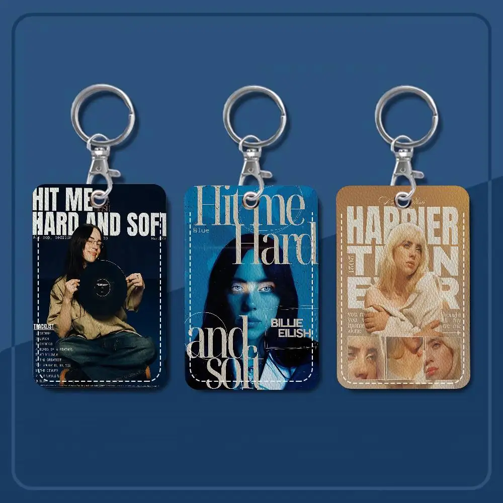 Hot Singer B-Billies E-EilishS Rectangle Keychain Card Holder, Badge Credit Card Holder, Student ID Card Holder, Bus Cards Cover
