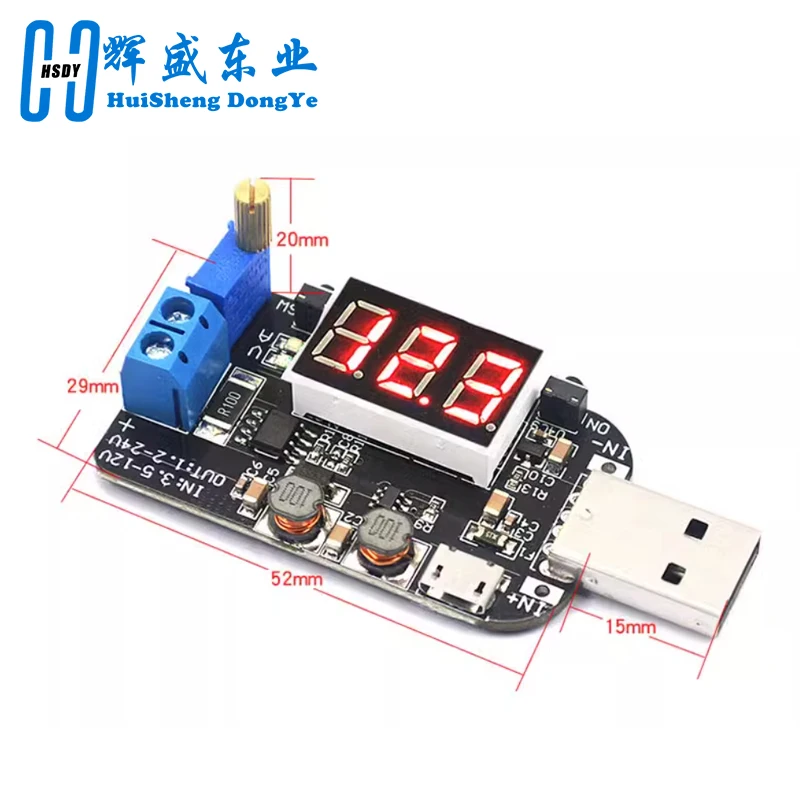 DC-DC CV CC 15W 5V to 1V 9V 12V 24V Adjustable Step UP Down Power Supply Board Boost Buck Voltage Regulator Converter USB Output