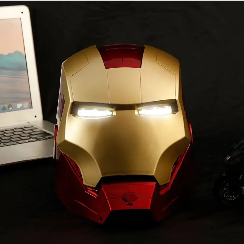 Cosplay Costume accessoires de fête Cosplay 1/1 super-héros Iron Man casque masque avec lumière LED modèle déguisement fête Anime spectacle sur scène P