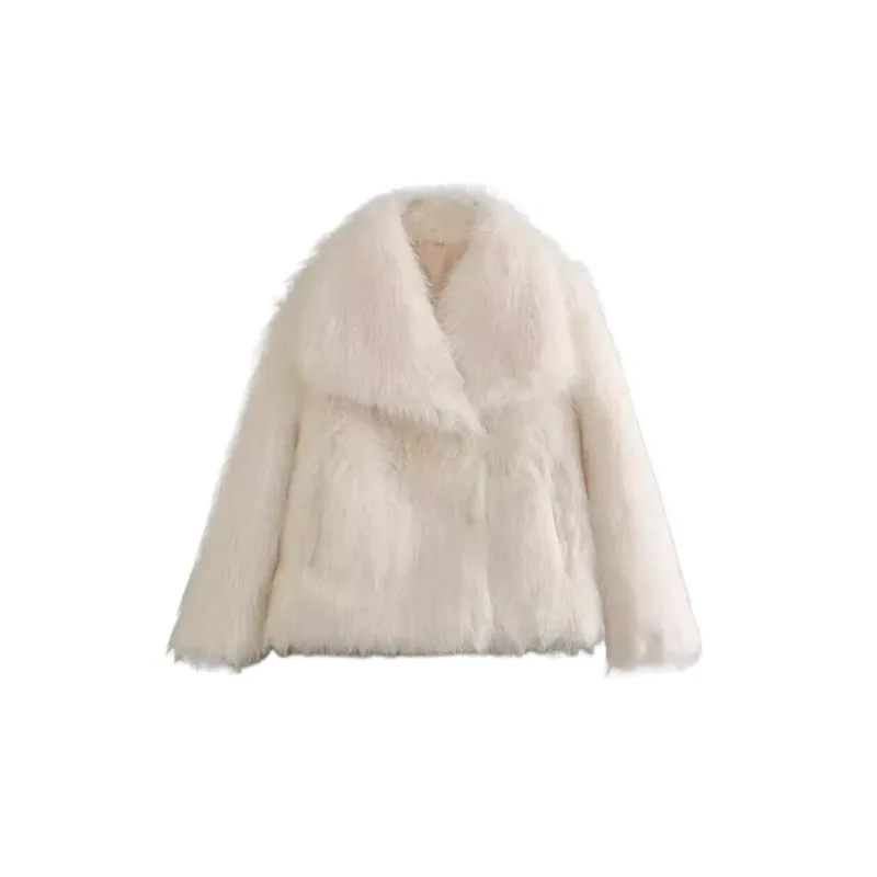 الأوروبية الأمريكية الشتاء فو الفراء طية صدر السترة الكبيرة الإجتماعي النبيلة الكلاسيكية الأنيقة المألوف التنقل يؤرخ الدفء ملابس خارجية لينة