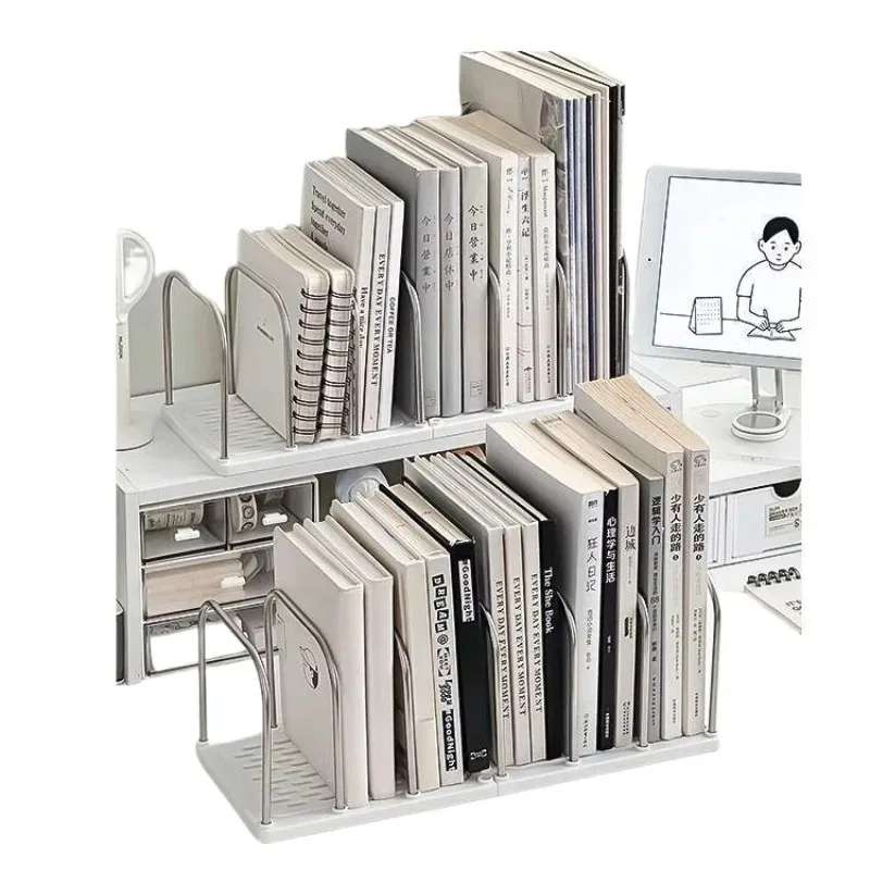Desktop Bookshelf Non-Slip Base Modern Minimalist Office Desk Organizer Shelf Study Table Storage Rack