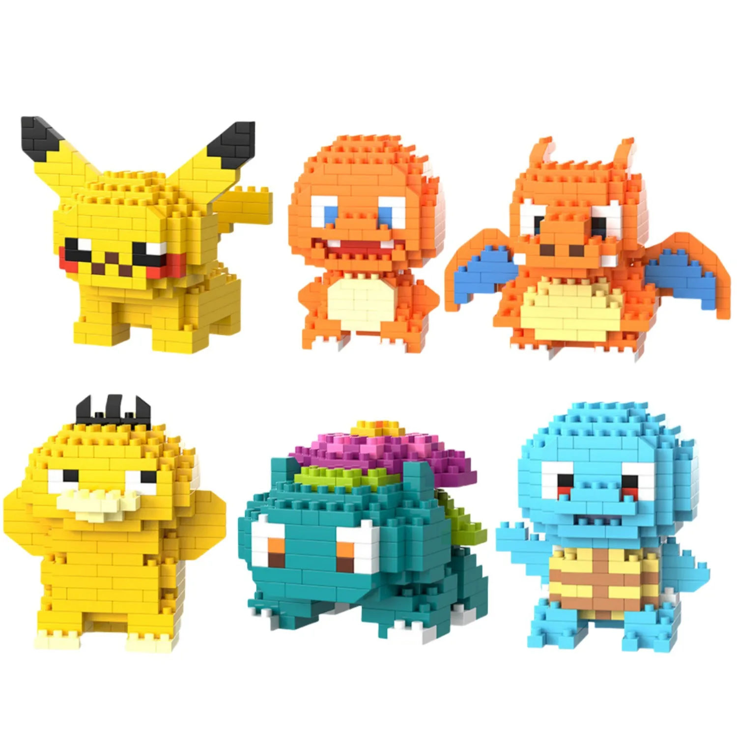 Pokemon Blocks Small Cartoon Mini Building Block Pikachu Charizard Eevee Mewtwo Anime Assemble Action Model Dolls Boys Toys