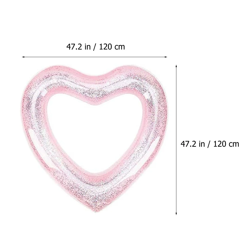 

Inflatable Heart Swim Ring Glitter Design Portable Swim Ring for Pool Beach Outdoor Birthday Party Glitter Heart Pool Float