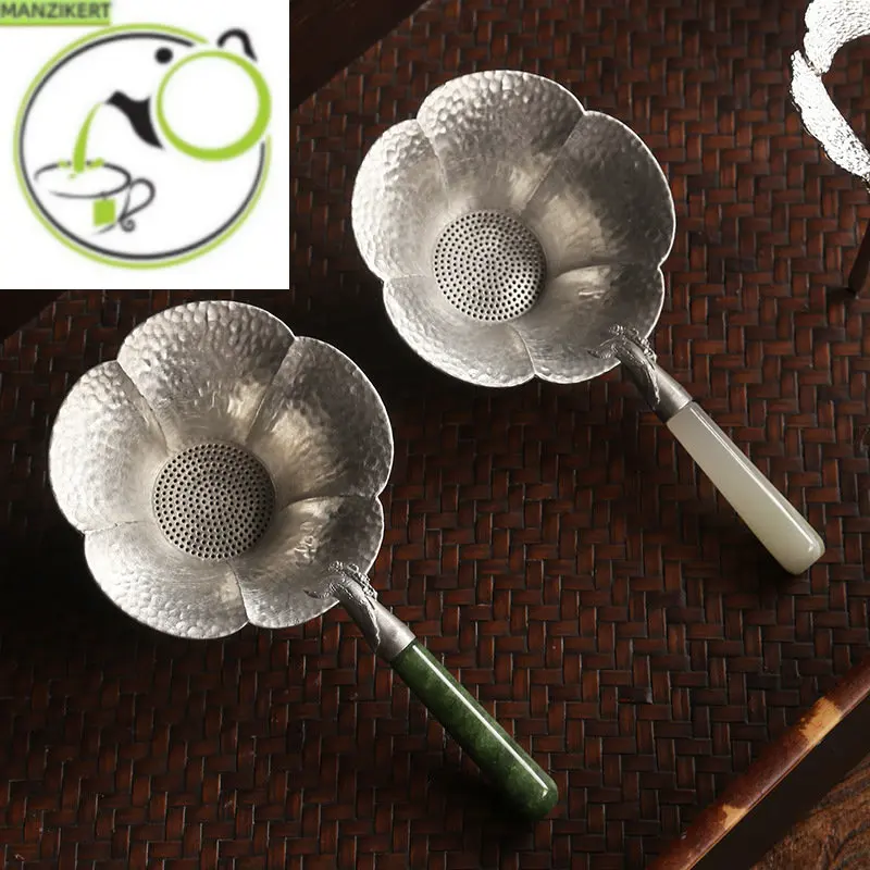 

Manual Pure Tin Tea Funnel Tea Filter Creative Flower Tea Dust Saucer Tea Accessories Gold Mesh Tea Strainer Dolce Fashion