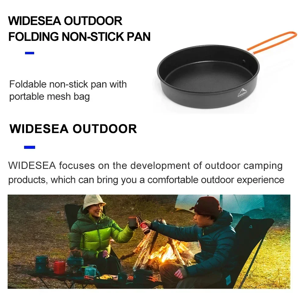 Widesea Camping Feast Non-stick Frying Pan Pot Bowl Ultra-light Plate Tableware Cooking Utensils BBQ Picnic Cookware