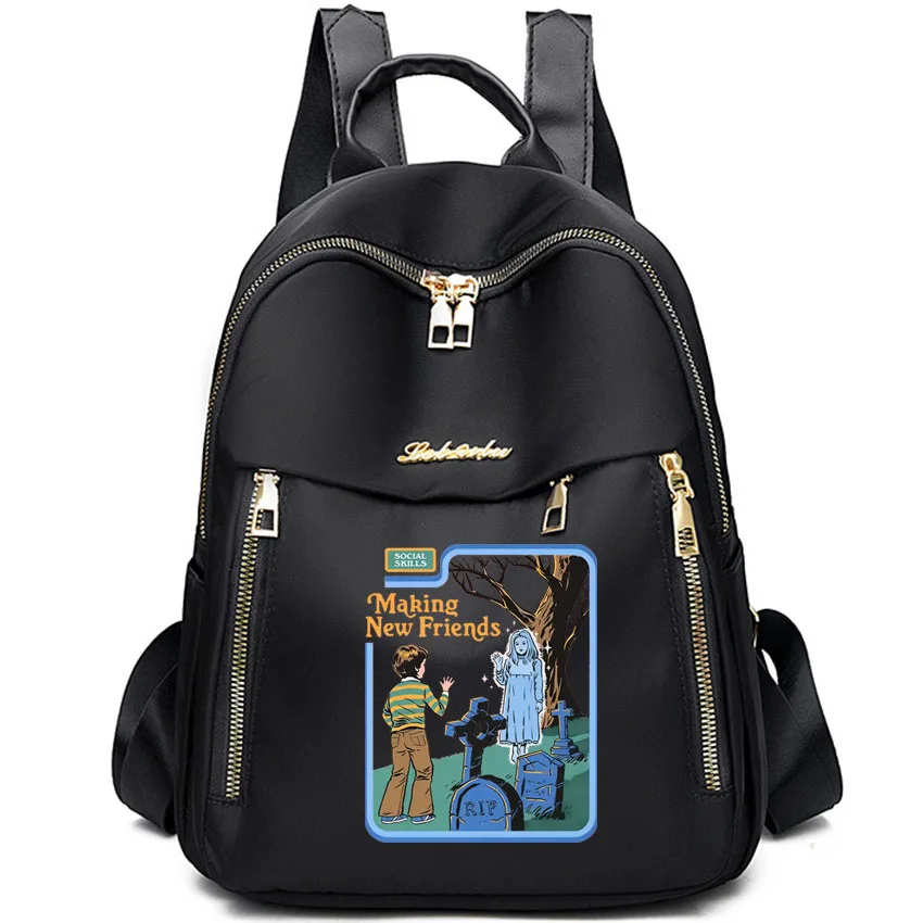 

Модный рюкзак из ткани Оксфорд с принтом «Развитие социальных навыков и знакомство с новыми людьми», вместительная дорожная сумка в студенческом стиле