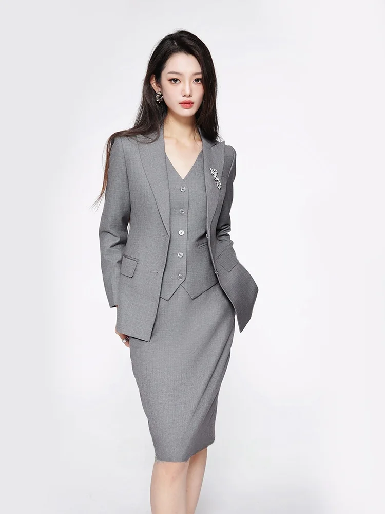 

Костюм-двойка для женщин: комплект для собеседования, юбка и топ, профессиональный офисный наряд, весна-лето, новинка