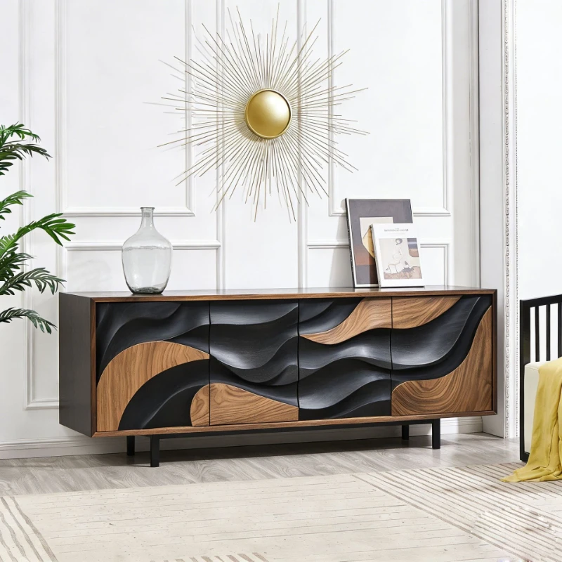 

Italian minimalist dining side cabinet New Chinese solid wood porch cabinet Modern light luxury living room decoration cabinet