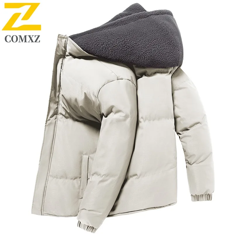 

COMXZ Мужская зимняя куртка больших размеров Классическая легкая ветрозащитная куртка для кемпинга и путешествий с хлопковой подкладкой и капюшоном Лыжный костюм высокого качества
