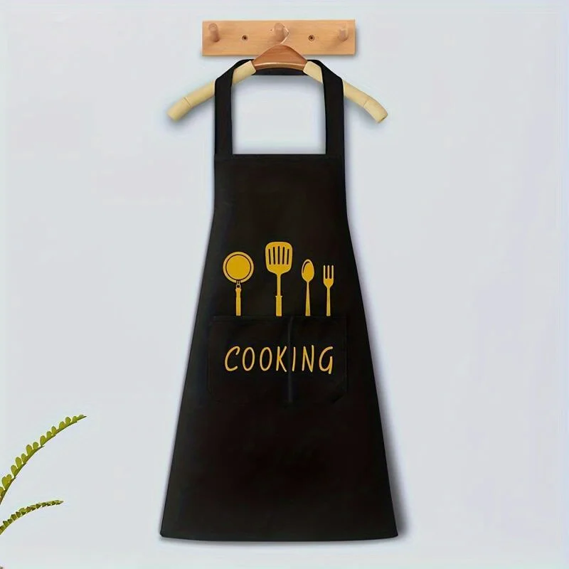 Waterproof Oil-Proof Cooking Apron Durable with Pockets Utensils Adjustable Custom Fit Ideal Coffee Bar Restaurants Home Kitchen