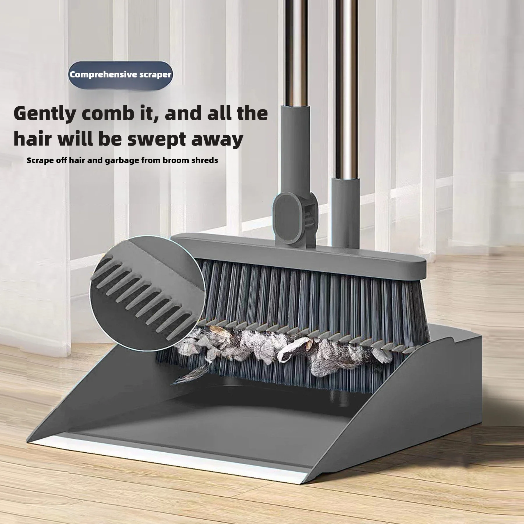 

folding Household broom Rotatable dustpan set Soft brush whisk broom strip non-stick hair sweeping cleaning and scraping