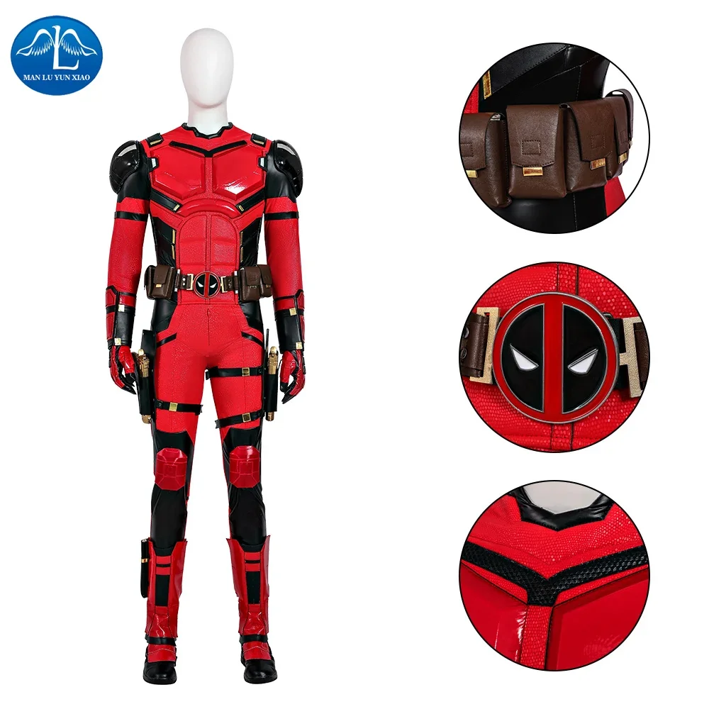 

Deadpool Wolverine Wade Wilson Red Soldier Cosplay Costume Battle Bodysuit with Accessories Halloween Carnival Outfit Hand Made