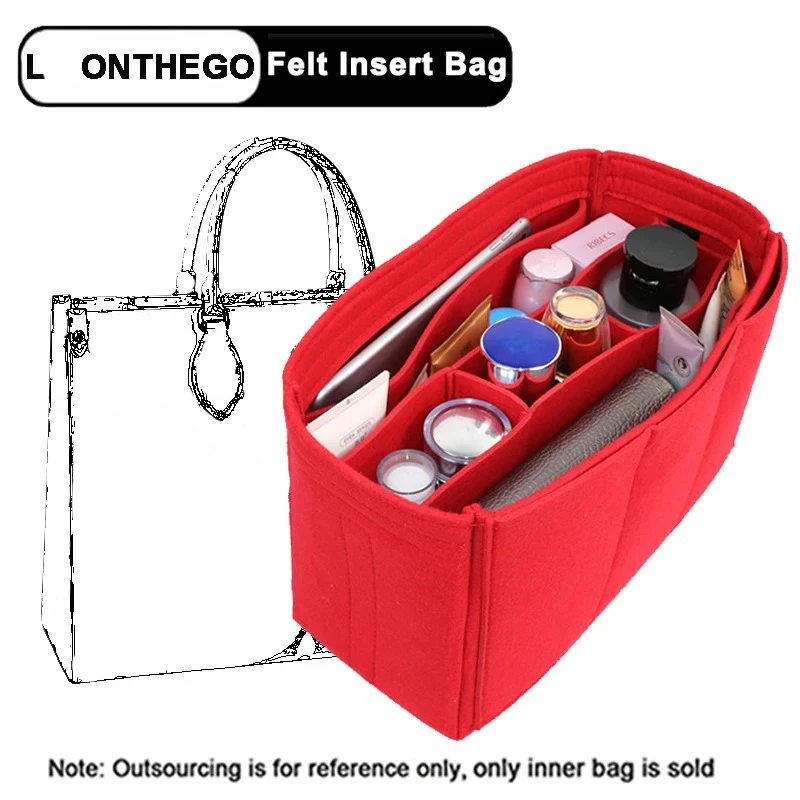 

EverToner Felt Cloth Insert Bag Organizer for L-ONTHEGO Tote Speedy bag Handbag Cosmetic Bag Makeup Organizer