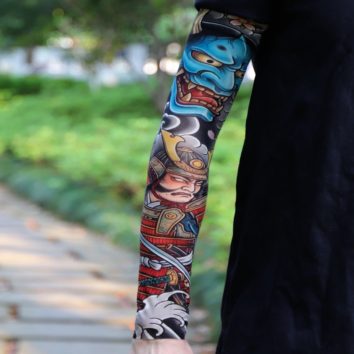 

Ultra thin seamle Tattoo Flower Arm For Men Women Cool Travel Cycling Elastic Scratch Resistant Sunscreen Arm Sleeves Accessorie