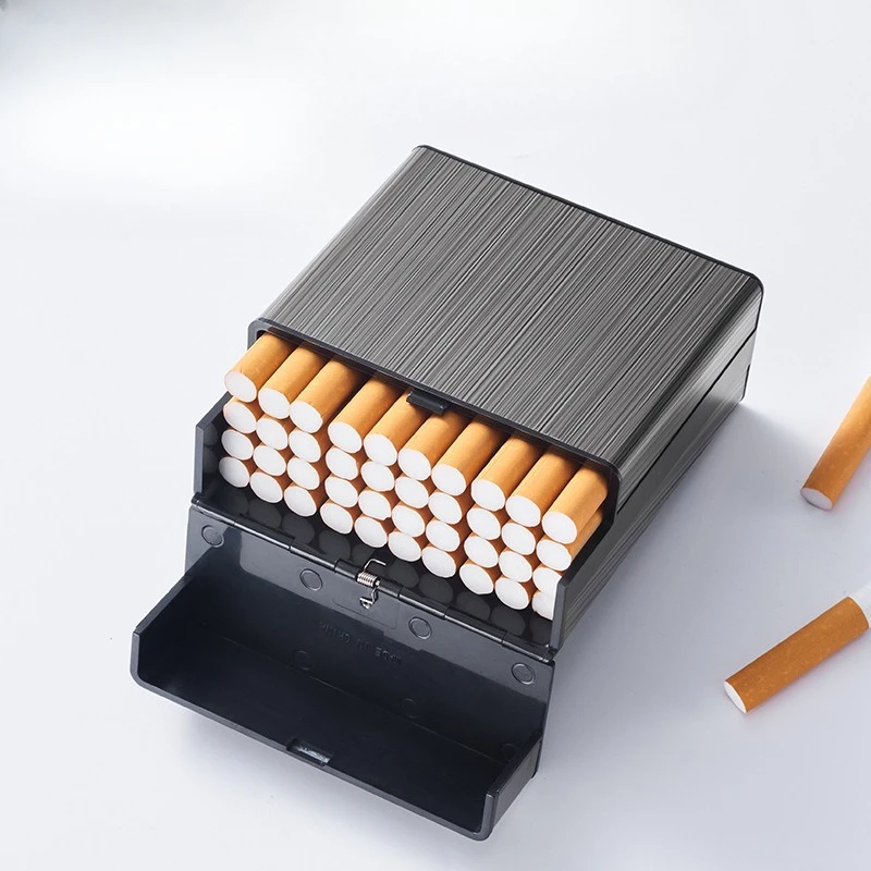 40 Pack Large Capacity Pressure Resistant and Moisture-proof Cigarette Box Aluminum Alloy Plastic Automatic Flip Cigarette Box