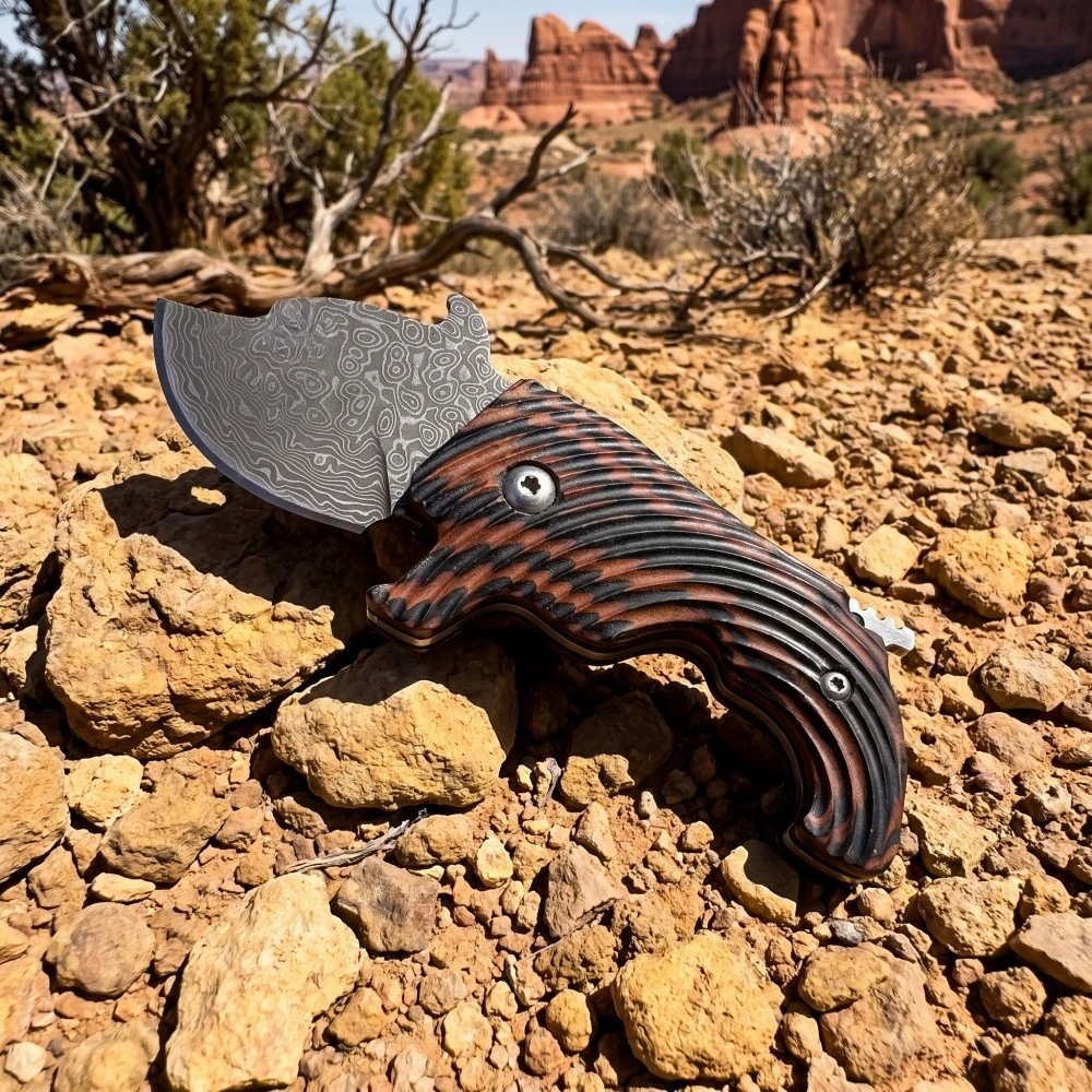 High Hardness Camping Fishing Backpacking Utility Cutter Damascus Blade Outdoor Folding Knife G10 Ergonomics Handle Daily Knife