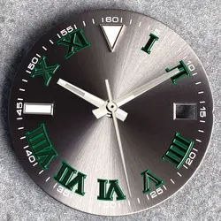29mm Sunburst Gray Watch Dial fit NH35 NH35A NH36A Green Roman Numerals Index Hand Set Watch Parts Accessories New
