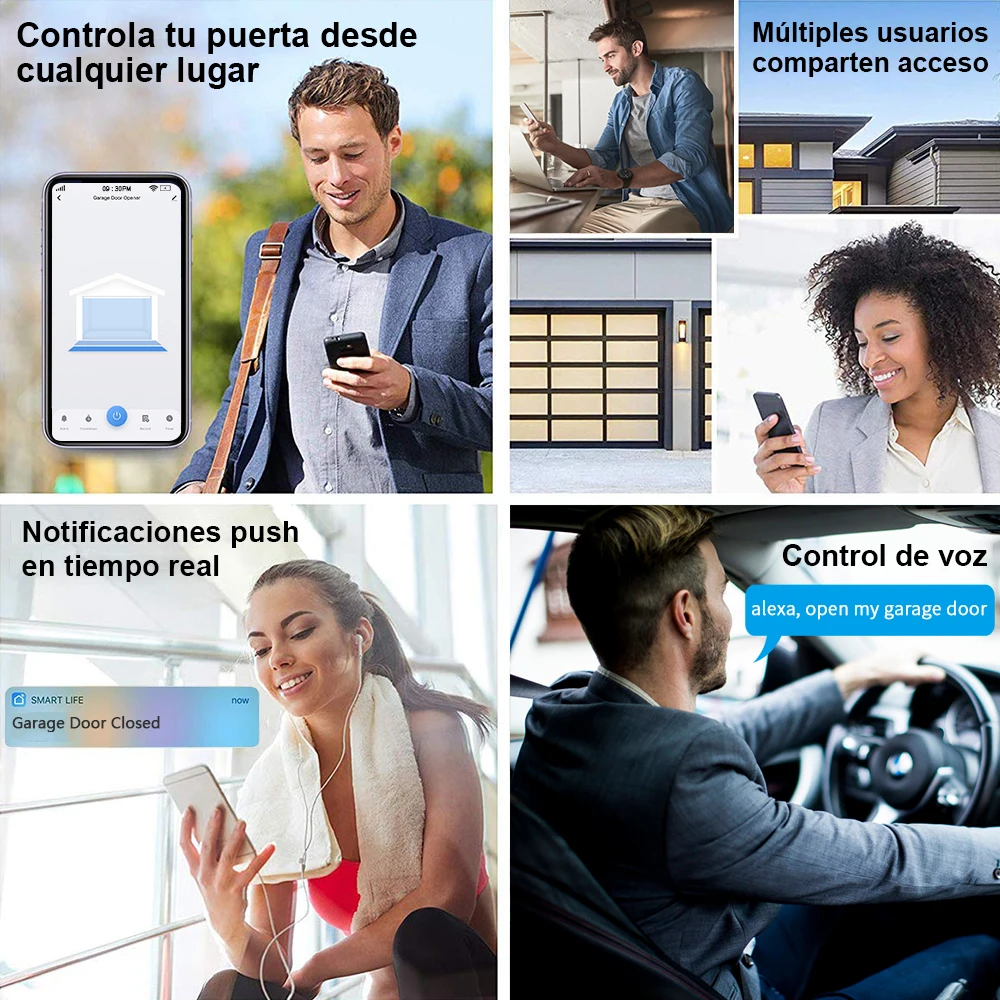 LoraTap Tuya Smart Life sensores de puerta de garaje controlador de abridor interruptor WiFi apertura Alexa Control remoto en casa contacto Portal de voz