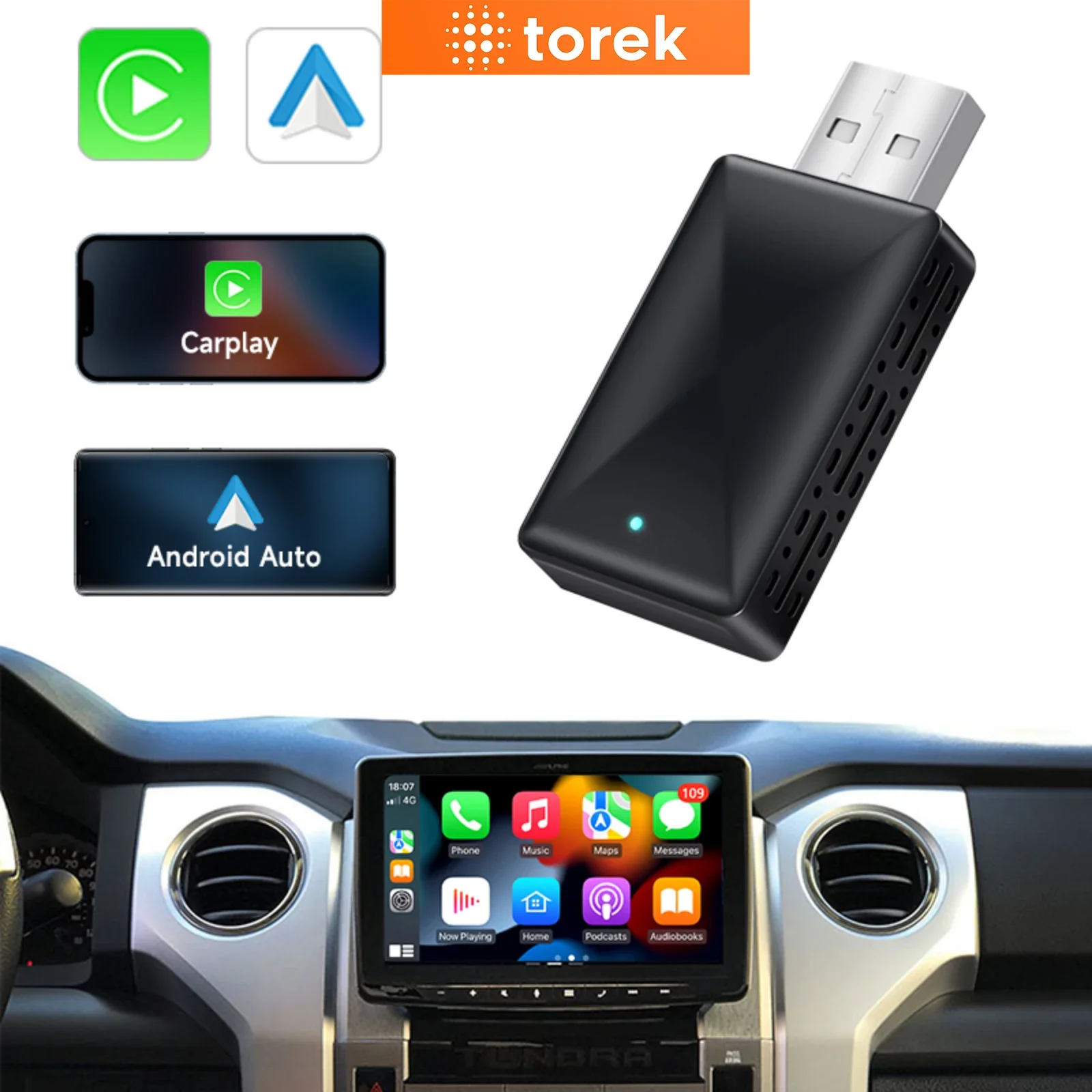 

Новый беспроводной адаптер CarPlay TOREK 2025 и Android Auto — ультракомпактный | 5 ГГц Wi-Fi и Bluetooth 5.0 | Для заводской проводки