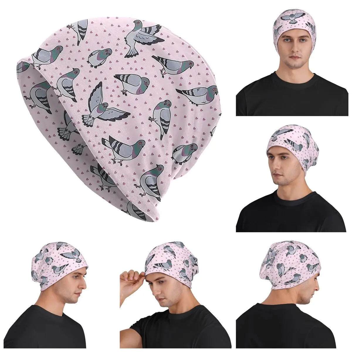 Cute Cartoon Pigeons Pack Skullies Beanies Hats Warm Autumn Winter Outdoor Cap Knitted Bonnet Caps for Unisex Adult