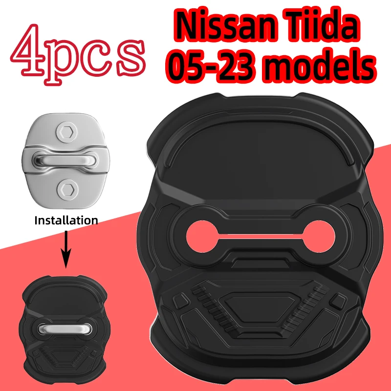 4 шт. силиконовые накладки на дверные замки для Nissan Tiida 05-23, комплект защитных накладок на замки, антикоррозийные защитные застежки, автомобильные аксессуары