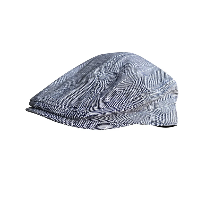 New Men Hats Spring Summer Autumn Sun Newsboy Hats Classic Western Newsboy Caps Plaid Cotton Flat Brim Men Berets Cap BJM78