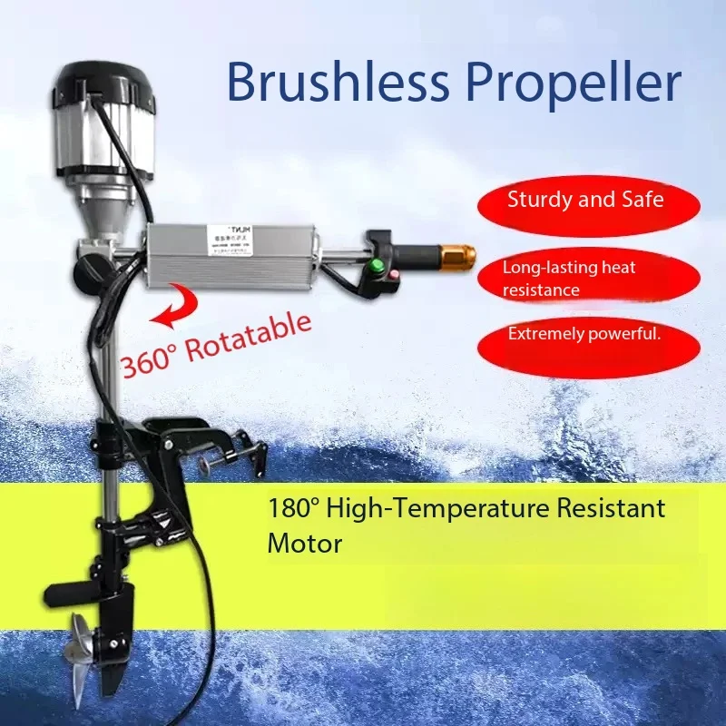 12V 24V 48V 60V 72V Brushless Outboard Motor  Electric Boat Thruster for Fishing Inflatable Boats with High Speed Propeller