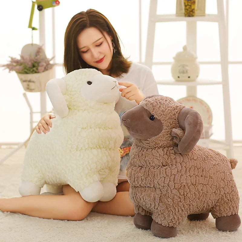25-60cm INS Like Real Sheep Plush Toy White&Brown&Pink&Yellow Stuffed Animal Simulated Lamb Soft Doll Birthday Gift for Kid Girl