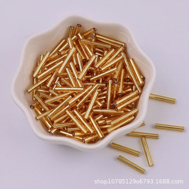 35pcs 2.5x15mm Long Czech Bugle Tube Glass Beads Loose Spacer Seedbeads for Needlework Jewelry Making DIY Sewing Accessories