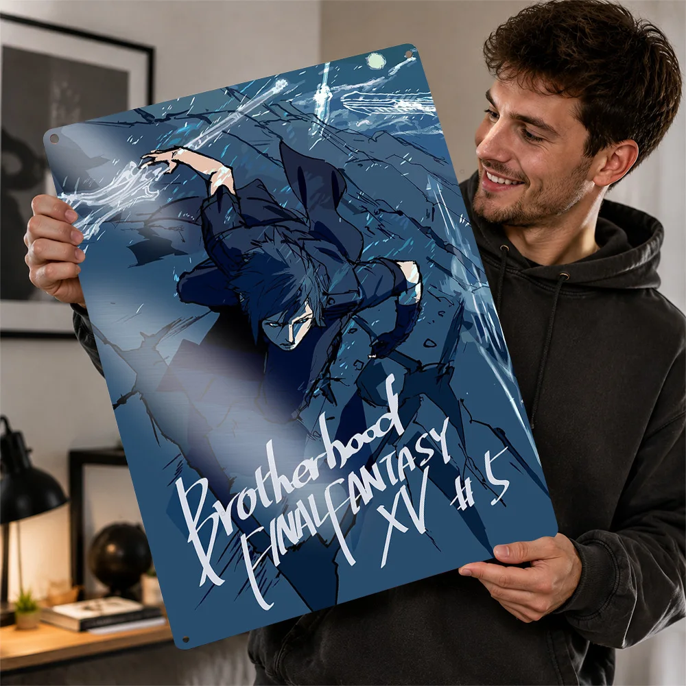 Final Fantasy XV Poster Gaming Wall Art Customized Retro Metal Tin Sign for Bedroom Man Cave Home Decor Room Decoration Plaque