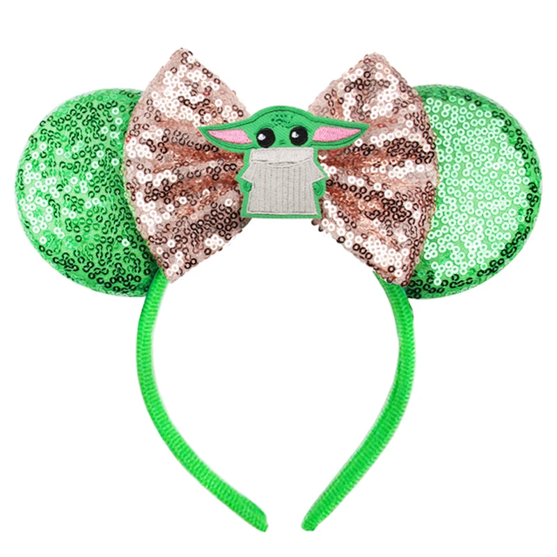 Mickey Mouse Ear Headband STAR-WARS Headwear Grogu Baby Master Yoda Headbands For Girls Kids Minnie Mouse Ear Hairband