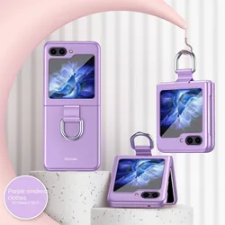 Ring Frosting Phone Case for Samsung Galaxy Z Flip 7 6 5 Flip6 Flip5 ZFlip7 5G Shockproof Fall Prevention Protective Cover