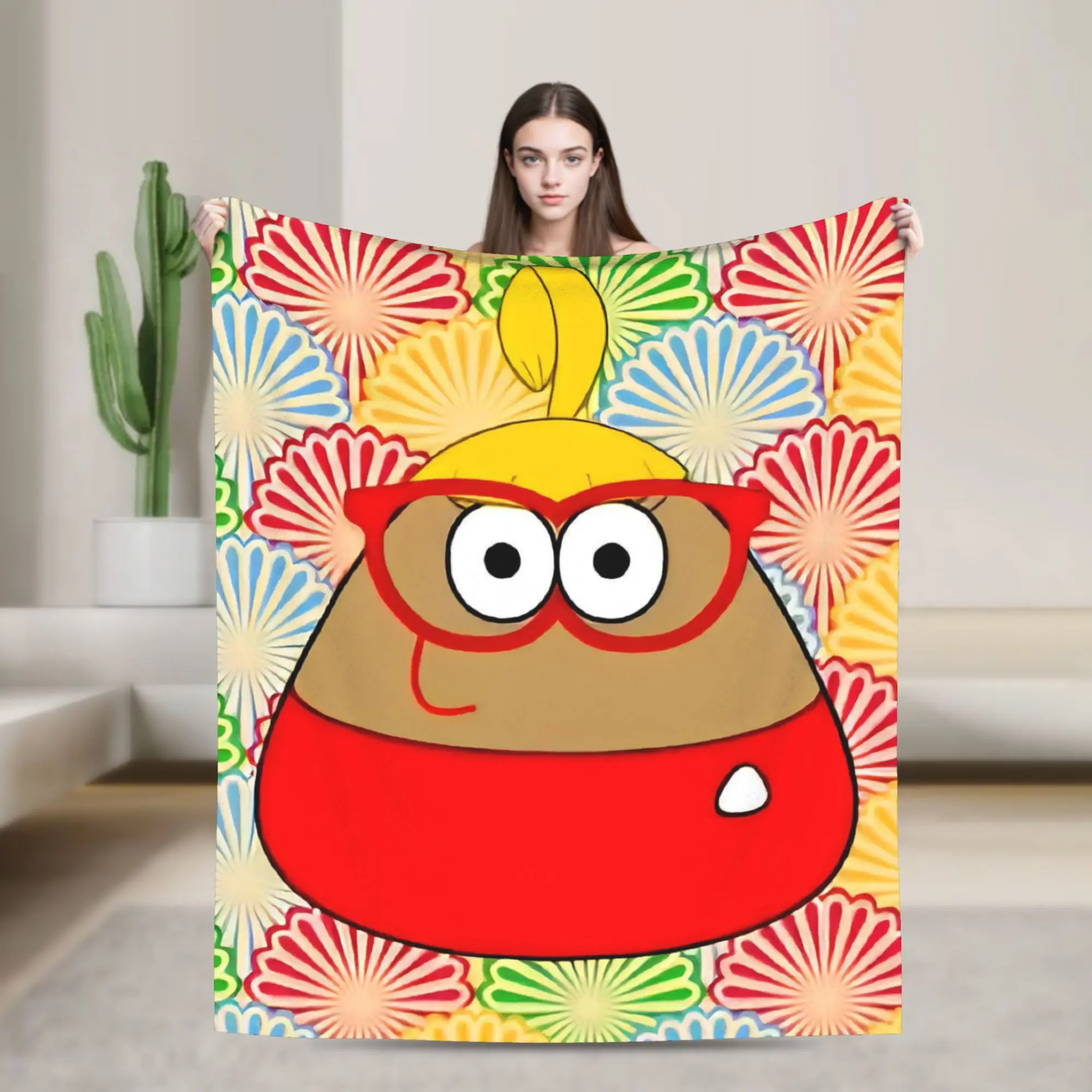 My Pet Alien Pou Accessories Blanket Super Soft Cozy  Throw Blankets for Bed 50x60 Inches Multi-size Bedspread