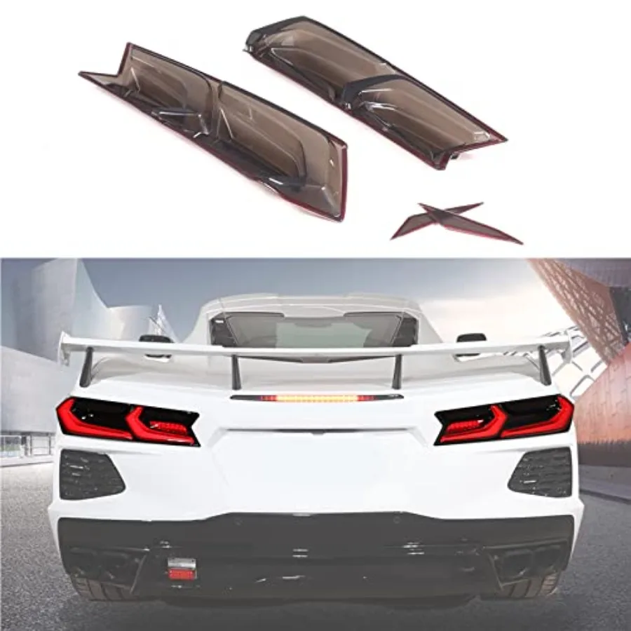 

【Spot goods】Car Taillight Cover Compatible with Chevrolet Corvette C8 Stingray/Z06/E-Ray 2020-2026 Smoked Taillight Shell Trim