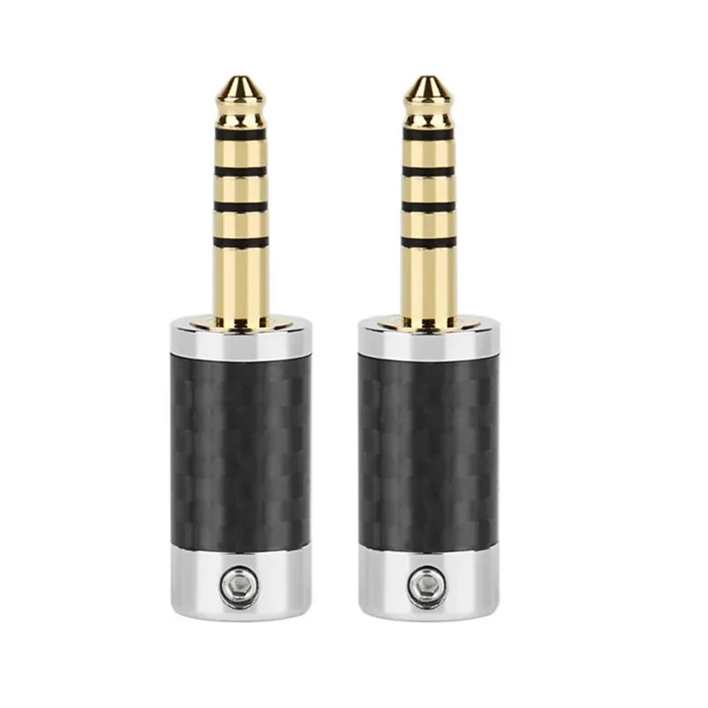 Audio Jacks HiFi 4.4mm Jack Headphone Plug 5 Poles Balanced Connector Carbon Fiber Earphone Male For Sony NW-WM1ZA Rhodium Gold