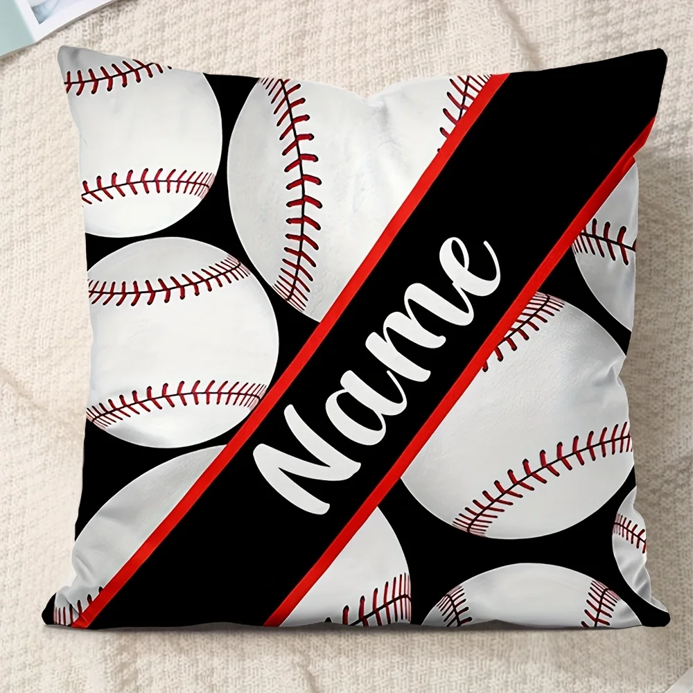 Customize Customizable Sports-Themed Pillow Cover - Personalize with Your Name & Text, Perfect for Basketball, Baseball, Soccer
