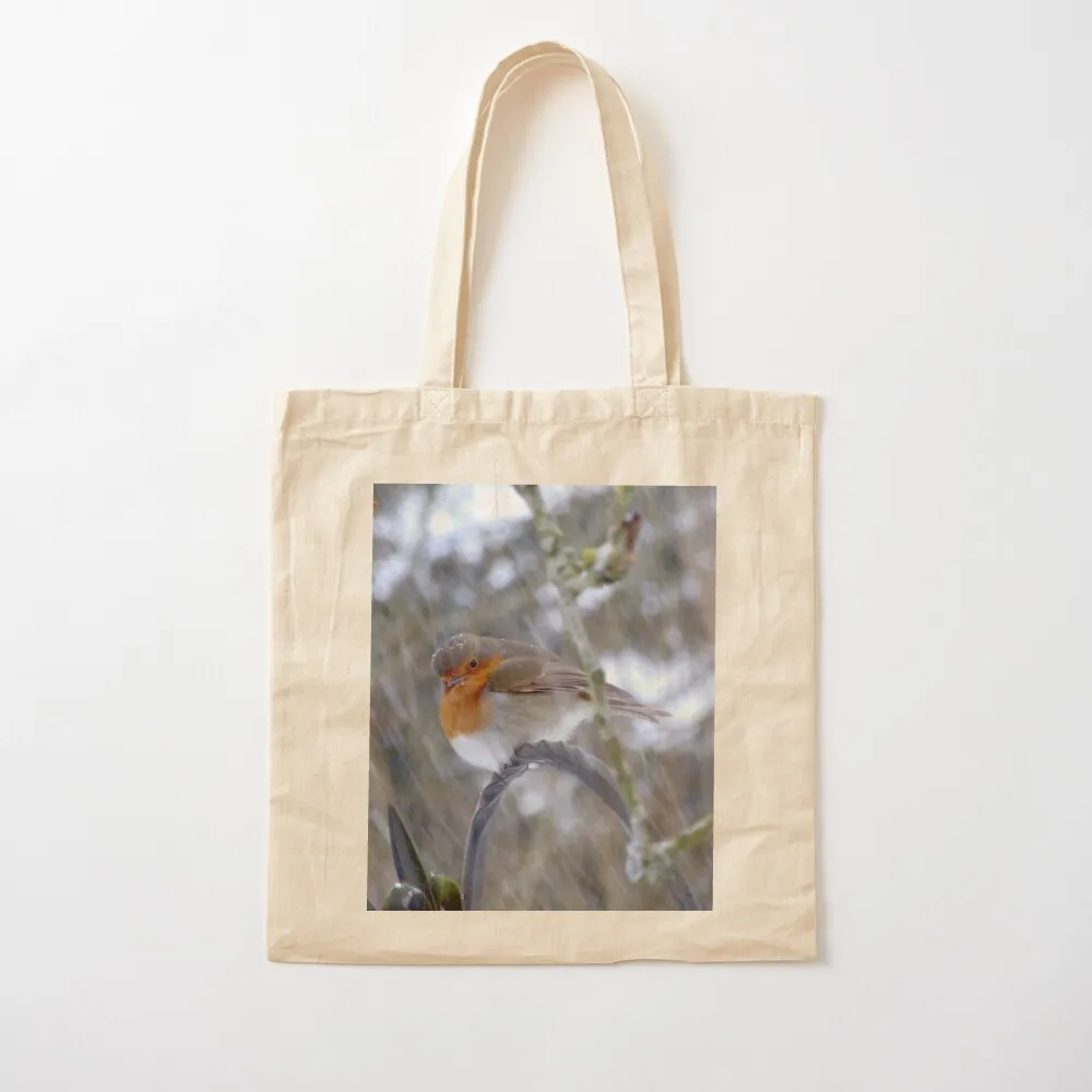 Robin in the snow Tote Bag Women's shopping bag bags woman 2025