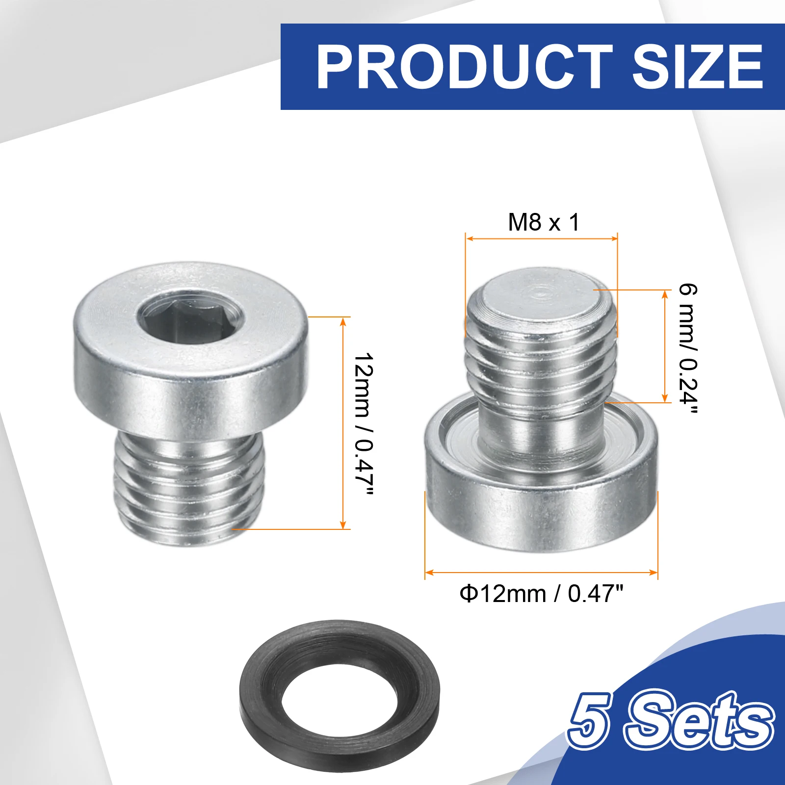 3/5/10Pcs 304 Stainless Steel Pipe Plug Hex Inner Socket with Washer M8M10 M12M14 M16 M18 M20 M22 M24 M26 M27 Male for Industry