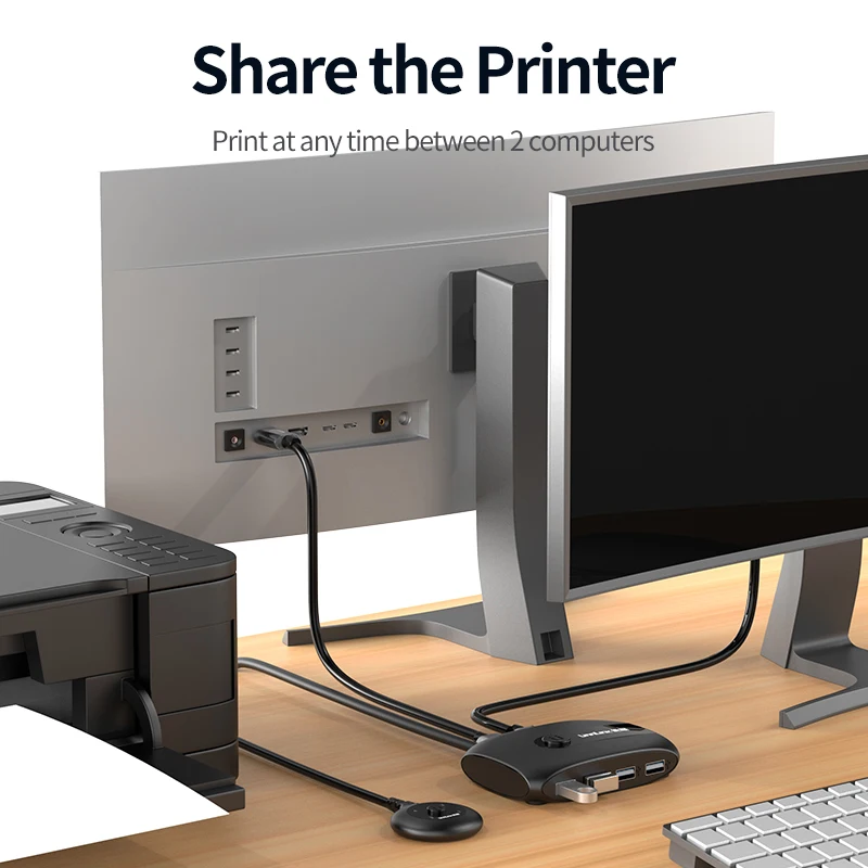 Switch KVM USB 2.0 Unnlink, Selettore e Condivisore per 2 Computer, per Condividere Tastiera, Mouse, Chiavetta USB e Disco Rigido