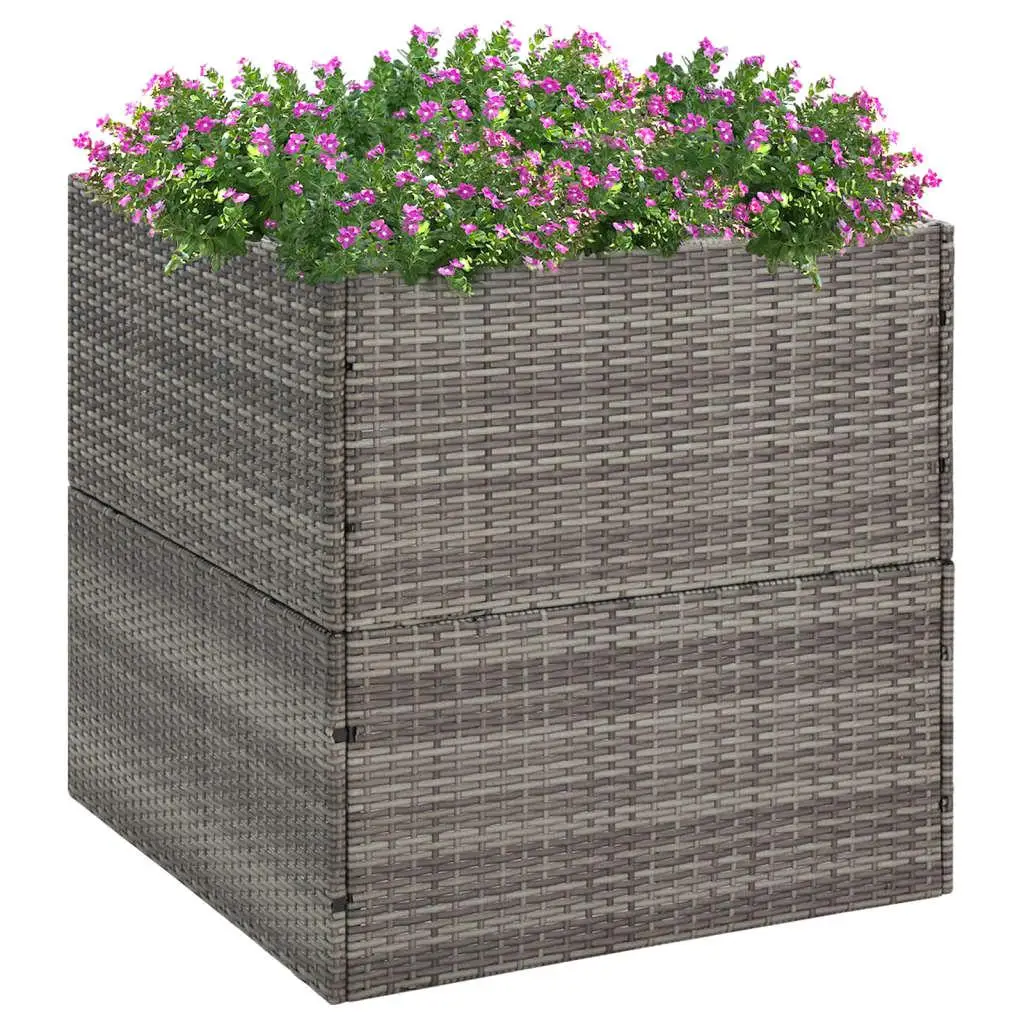 31.5x31.5x31.5 Gray Poly Rattan Garden Planter - Stylish Outdoor Flower Pot