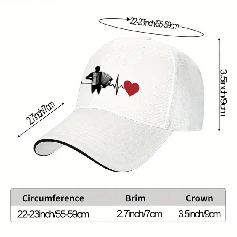 Accordion Heartbeat Musician Baseball Cap Unisex Polyester Outdoor Sports Adjustable Cap
