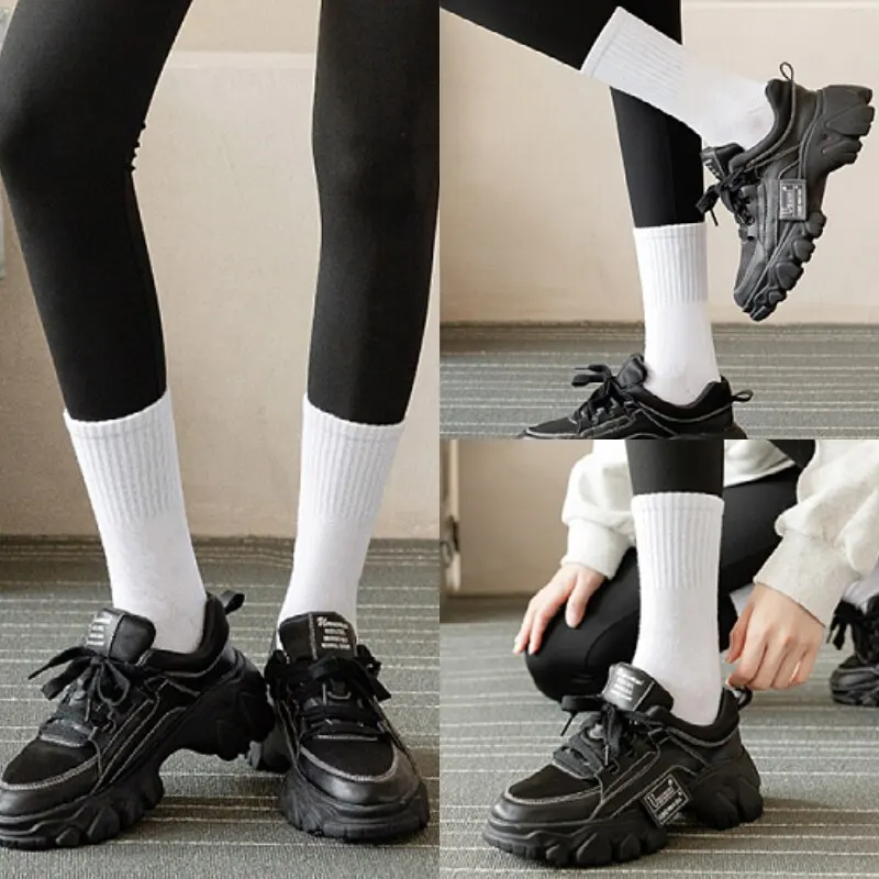 5 Pairs of Mid-calf Sports Socks for Women Soft and Comfortable Stylish and Practical Cotton Socks with Yoga Pants image 2