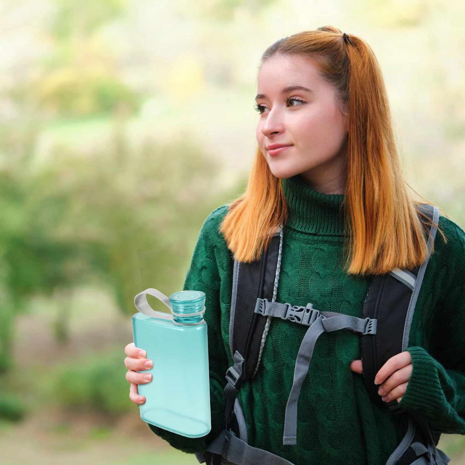 

Flat Water Bottle Reusable Transparent Sports Kettle for Outdoor Fitness Travel Lightweight Portable Drinking Container