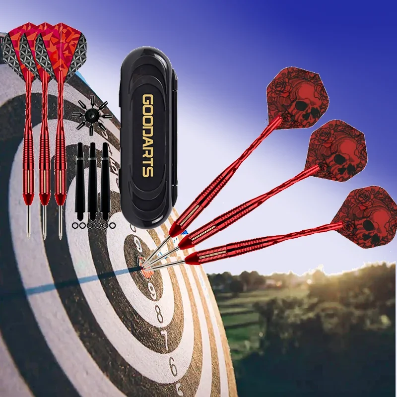 

24g Professional Dart Set 3PCS Steel Tip Darts Flights Anti-Fall Hard Dart Pure Copper Dart Flying for Dartboard Red